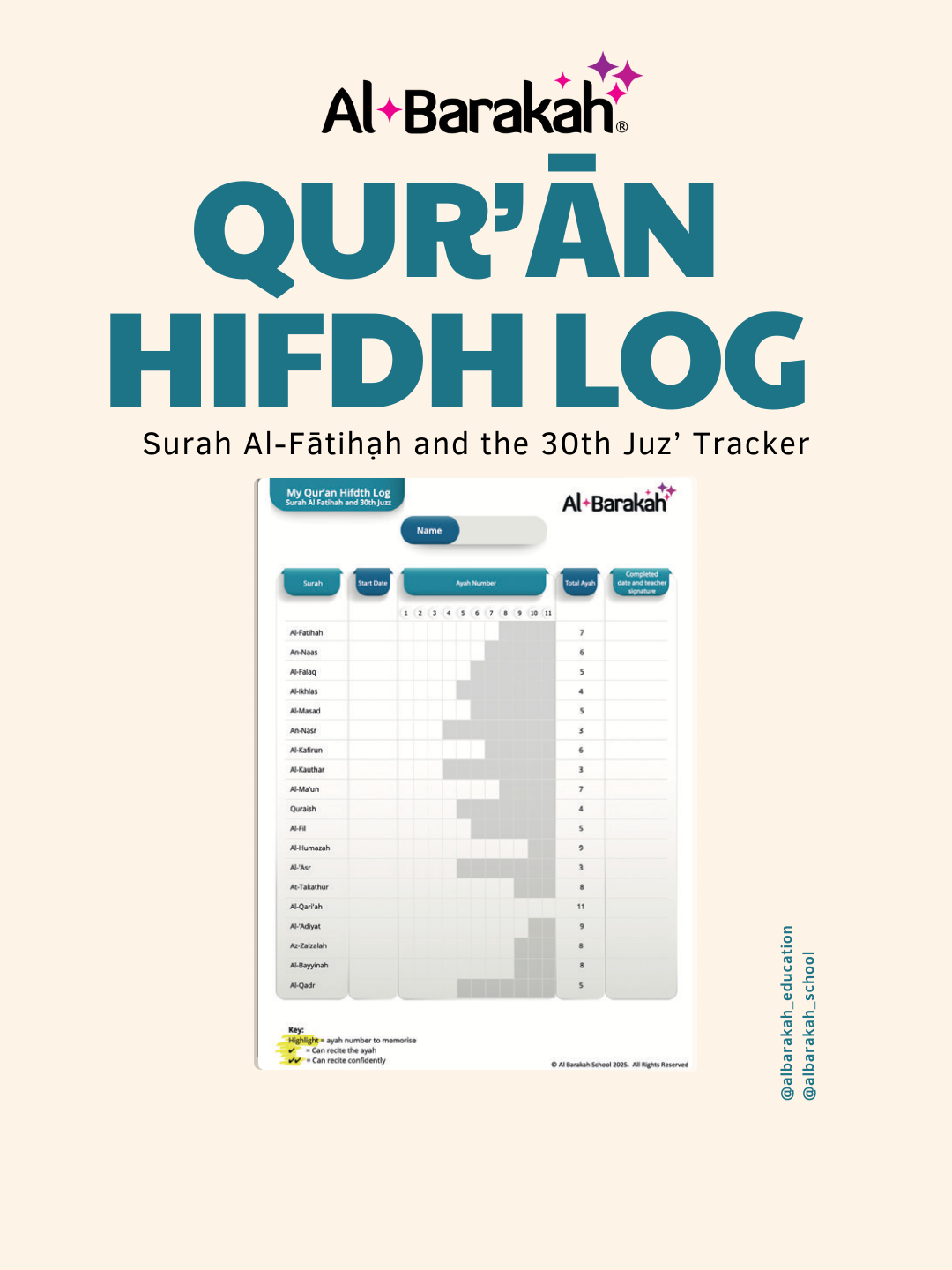 Qu'ran Hifdh Memorisation Log